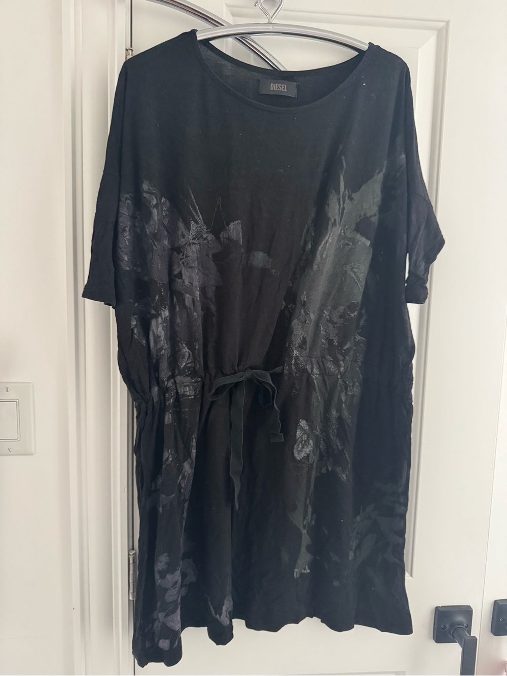 DIESEL Black Drawstring Short Sleeve Dress